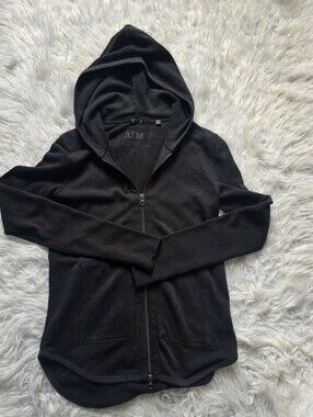 ATM Anthony Thomas Melillo Black Zip-Up Hoodie